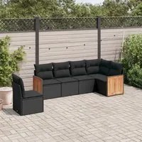 Set Divano da Giardino 6 pz con Cuscini Nero in Polyrattan 3260095