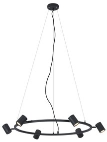 Lampada a sospensione moderna nera a 6 luci - Jeana Circle