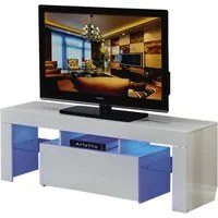 Mobile TV Led BORDA 130x34x45 cm colore Bianco laccato