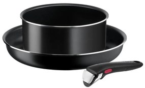 Tefal - Set 3 pezzi pentole INGENIO EASY COOK & CLEAN NERO