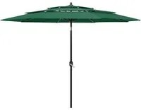 Ombrellone a 3 Livelli con Palo in Alluminio Verde 3 m cod mxl 9129