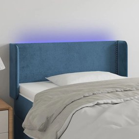 Testiera A Led Blu Scuro 103x16x78/88 Cm İn Velluto /