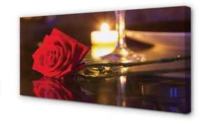 Quadro su tela Vetro di rose di candela 100x50 cm
