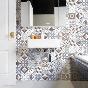 Set di 60 adesivi murali Piastrelle di cemento Liliania, 15 x 15 cm Liliana - Ambiance