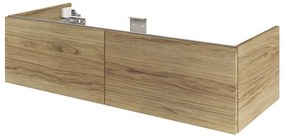 Mobile da bagno sospeso sotto lavabo L 120 x H 32 x P 48 cm noce lucido, 2 cassetti SENSEA Neo