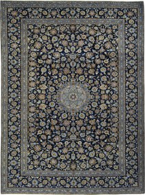 Kashan Tappeto 420 x 310 Blu (Iran) Annodato A Mano