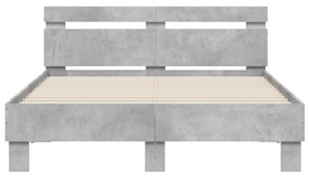 Giroletto con Testiera e LED Grigio Cemento 135x190 cm