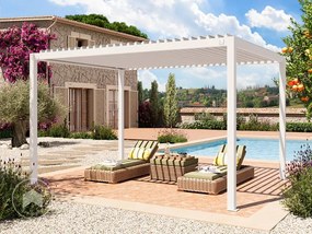 PRIMEYARD Pergola 3x4m, tetto lamellare, bianco - (400108)