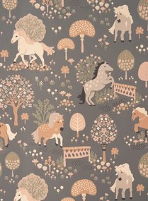 Majvillan Carta da parati My Sweet Pony - Stone Grey