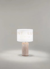 Lampada tribale da tavolo marrone paralume in tessuto bianco attacc...