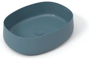 Lavabo da appoggio Wave OLYMPIA CERAMICA ovale in ceramica L 50 x H 14 x P 40 cm petrolio piletta non inclusa