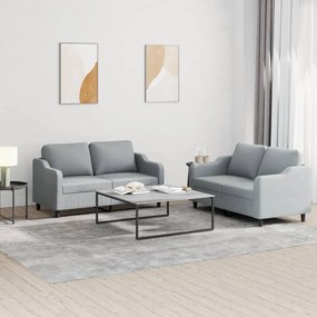 Set Di Divani 2 Pz Con Cuscini Grigio Chiaro İn Tessuto /