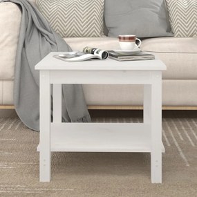 Tavolino Da Salotto Bianco 50x50x45 Cm Legno Massello Di Pino /