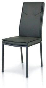 Set di sedie PRATI grigie in ecopelle con struttura in metallo verniciato di colore grigio