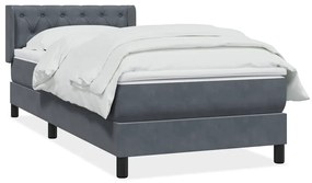 Giroletto A Molle Con Materasso Grigio Scuro 80x220 Cm Velluto /