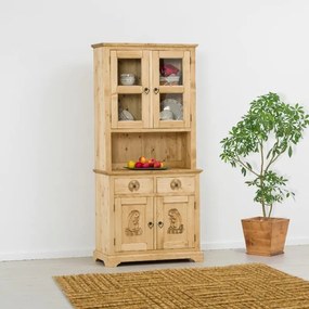 Credenza completa 4 ante (2 a vetro) e 2 cassetti con intagli fatti a mano - LM-MC013-1