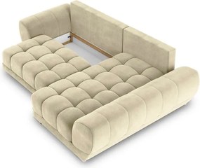 Divano letto angolare beige con rivestimento in velluto, angolo destro Nuage - Windsor &amp; Co Sofas