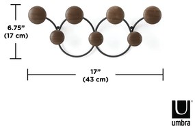 Appendiabiti da parete nero naturale in legno di pino Dotsy - Umbra