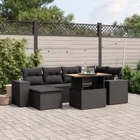 Set Divani da Giardino con Cuscini 7pz Nero Polyrattan 3272735