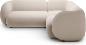 Divano angolare beige (con penisola a destra/a L) con rivestimento in velluto Kate – Micadoni