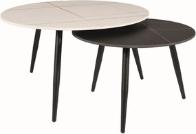 Set di Tavolini da caffè Kora B effetto marmo bianco+nero