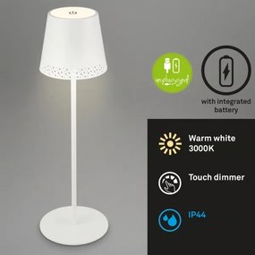Brilo - Lampada da tavolo LED ricaricabile a sfioramento KIKI LED/2,6W/5V IP44 2600 mAh bianca