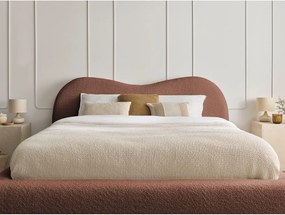 Letto matrimoniale arancione imbottito con spazio contenitivo con rete inclusa 180x200 cm Orlane – Bobochic Paris