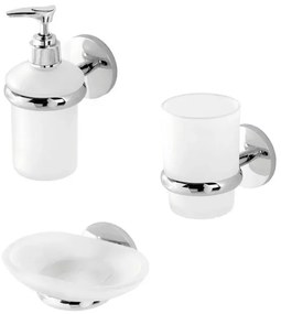 Set accessori a muro 3 pezzi in acciaio cromato e viti incluse Bora