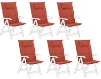 Set di 6 cuscini per sedie da giardino Cuscino per schienale in poliestere rosso Design moderno Cuscino per esterni