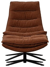 Poltrona con poggiapiedi marrone girevole con rivestimento in ciniglia Kube – WOOOD