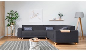 Divano angolare color antracite allungabile e con contenitore (con penisola a destra/a L) Classy Sophie – Miuform