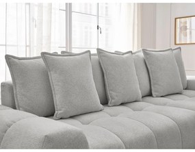 Divano angolare grigio chiaro allungabile e con contenitore (penisola a destra/chaise lounge) con rivestimento in ciniglia Everest – Bobochic Paris