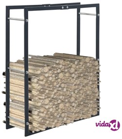 vidaXL Rastrelliera per Legna da Ardere Nera 80x25x100 cm in Acciaio