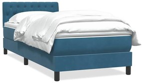 Giroletto A Molle Con Materasso Blu Scuro 90x220 Cm Velluto /