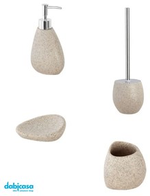 Accessori D'appoggio "Stone" Set 4 Pezzi Effetto Pietra Colore Sabbia