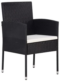 Set mobili da pranzo per giardino 7 pz in polyrattan nero