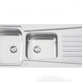 Lavello semincasso 2 vasche in inox argento RODI Evolution 116 L 115 x L 49 cm, reversibile