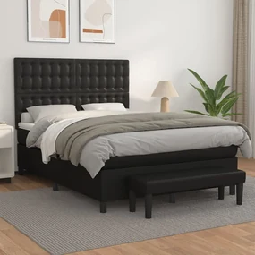 Giroletto A Molle Con Materasso Nero 140x200 Cm İn Similpelle /