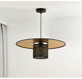 Duolla - Lampadario a sospensione con filo TOKYO RATTAN 1xE27/15W/230V diametro 50 cm oro/nero
