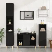 Set Mobili da Bagno 3 pz Nero in Legno Multistrato 3185614