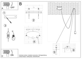 Sollux SL.0369 - Lampadario a sospensione con filo EDISON 1 1xE27/60W/230V ragno nero