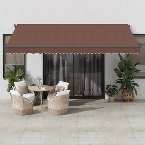Tenda Da Sole Retrattile Automatica Con Led Marrone 450x300 Cm /