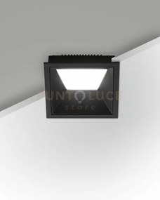 Kris faretto incasso quadrato asimmetrico nero 3000k 930lm 8w dimme...