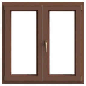 Finestra in PVC rovere dorato L 120 x H 120 cm, 2 ante apertura a destra