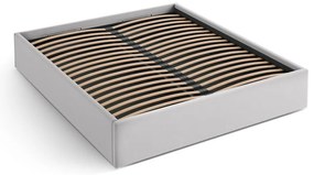 Letto matrimoniale imbottito grigio chiaro con contenitore/senza testiera con rete inclusa 140x200 cm Susan – Micadoni