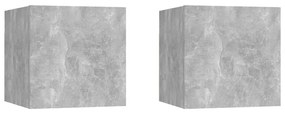 Armadietti a parete per tv 2 pz grigio cemento 30,5x30x30 cm