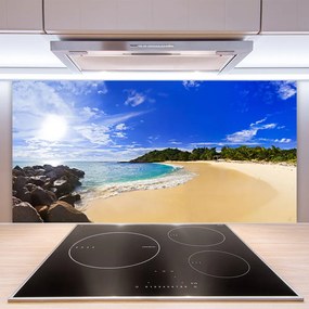 Pannello rivestimento parete cucina Sole mare spiaggia paesaggio 100x50 cm