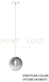 Sospensione ottone sat. 1 luce vetro fume 1184os-s1-fu