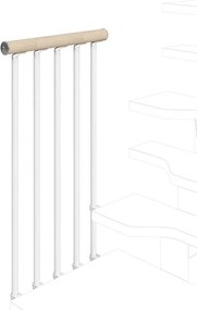 Balaustra in kit IRIS Bria per pianerottolo in acciaio bianco, corrimano in legno bianco L 120 cm, fissaggio a parete