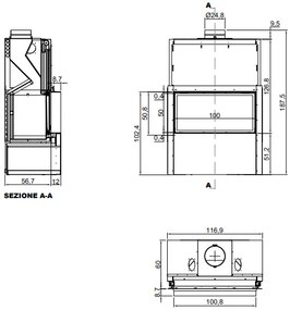 Antonio Lupi Skemabox Termocamino A Legna 100,8x102,8 Cm Con Struttura In Acciaio